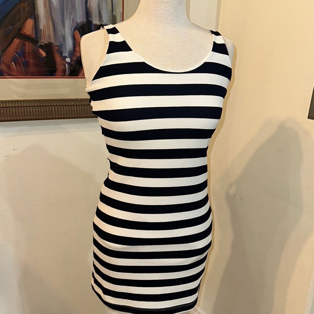 Lucy Love Navy/White Mini Bodycon Dress Size Medium - Picture 4 of 10